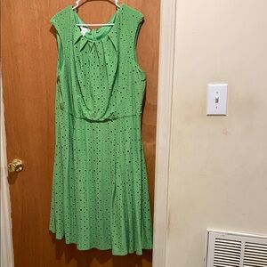 London Times Green Tie Front Fit-and-Flare Sundress